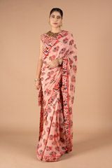 Salmon Chiffon Saree Set1062 video